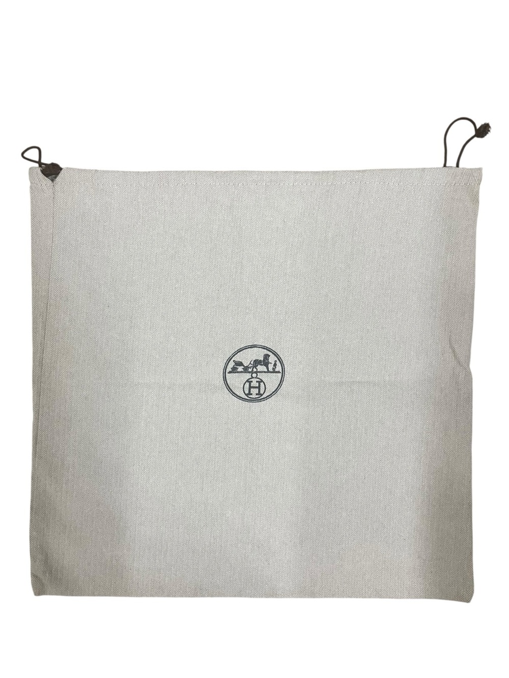 Hermès Beige Herringbone Cotton Drawstring Dust Bag Large 18in Square